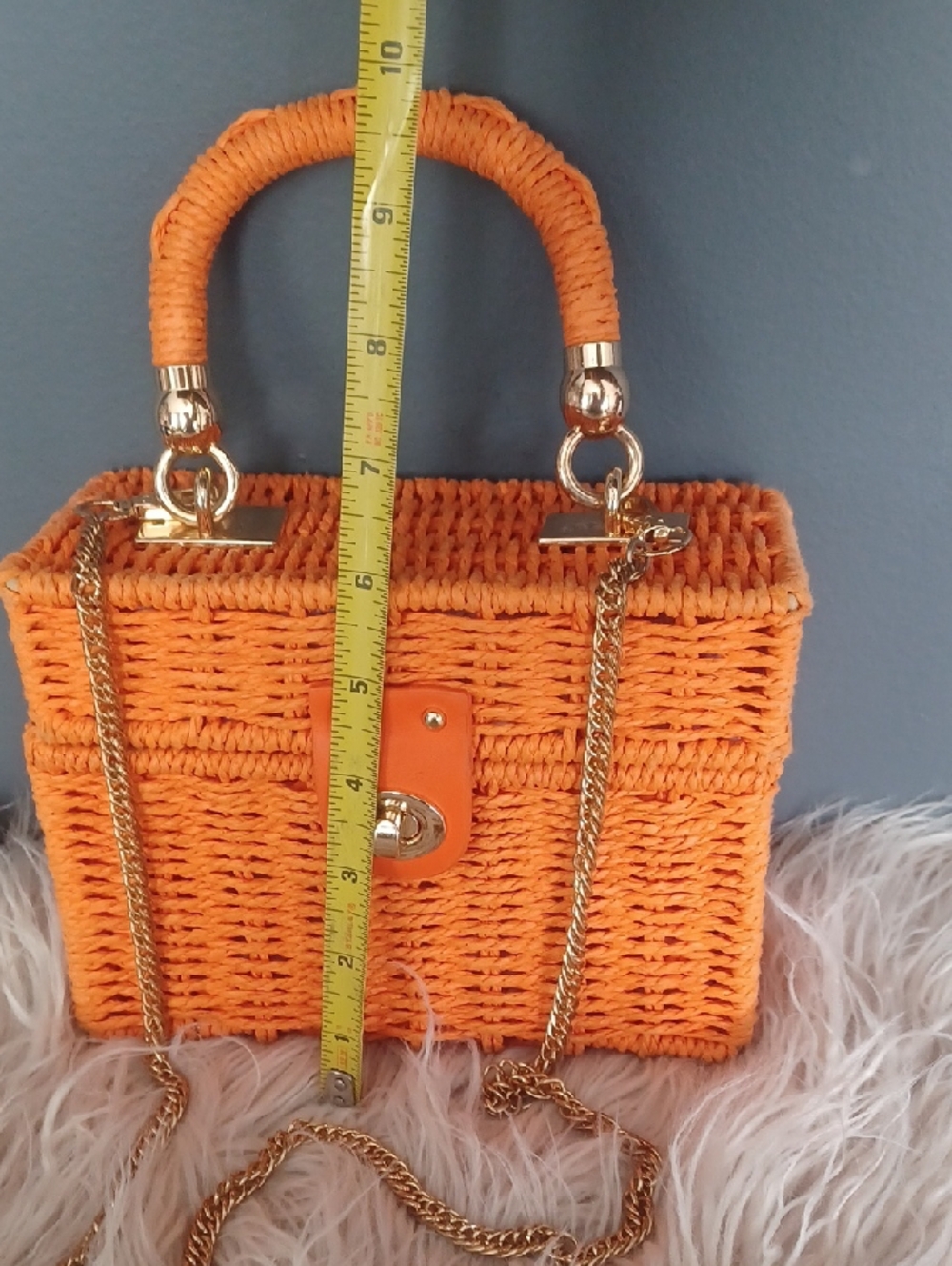 Cute Orange Wicker Box Crossbody - Picture 5 of 16